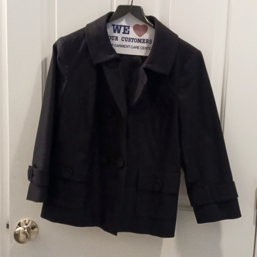 Black faux double breasted blazer with button details